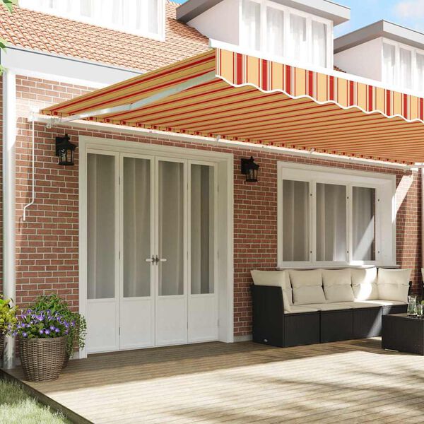 vidaXL Retractable Awning Retractable Yellow and Orange 600 x 300 cm