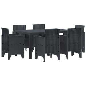 vidaXL Garden Dining Set 7 pcs Anthracite Polt rattan