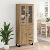 vidaXL Highboard 2 pcs Artisan Oak Engineered Wood and Glass