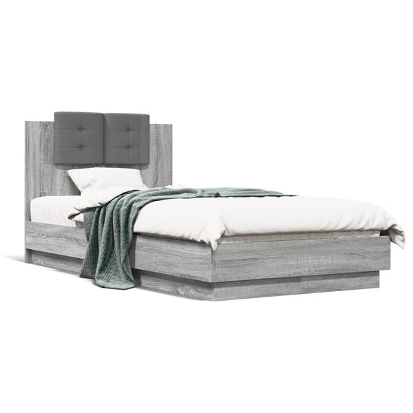 vidaXL Bed Frame without Mattress Grey Sonoma 90x190 cm Single