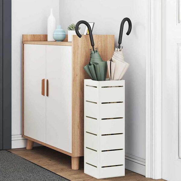 vidaXL Umbrella Stand with Storage White 15.5 x 15.5 x 49 cm Steel