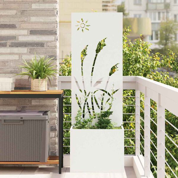 vidaXL Garden Privacy Screen White 50 x 140 cm Cold-rolled steel