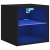 vidaXL TV Wall Cabinet with LED Lights Black 30x28.5x30 cm
