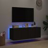 vidaXL TV Wall Cabinets with LED Lights 2 pcs Black 60x35x41 cm