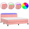 vidaXL Box Spring Bed with Mattress&LED Pink 180x200cm Velvet