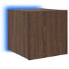 vidaXL TV Wall Cabinet with LED Lights Brown Oak 30.5x35x30 cm