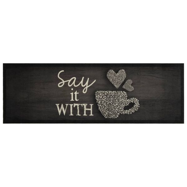 vidaXL Kitchen Rug Washable Cup Black 60x180 cm Velvet