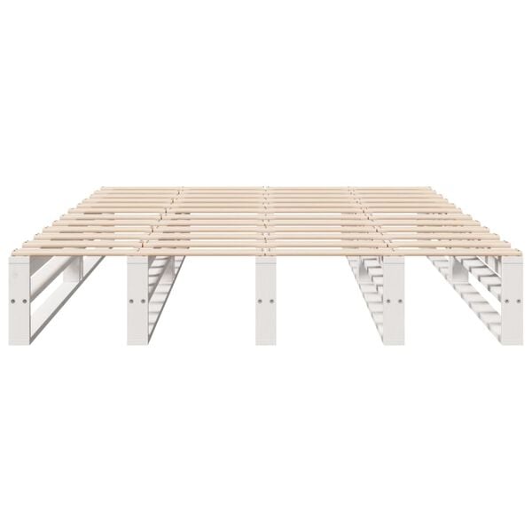 vidaXL Bed Frame without Mattress White 135x190 cm Double Solid Wood Pine