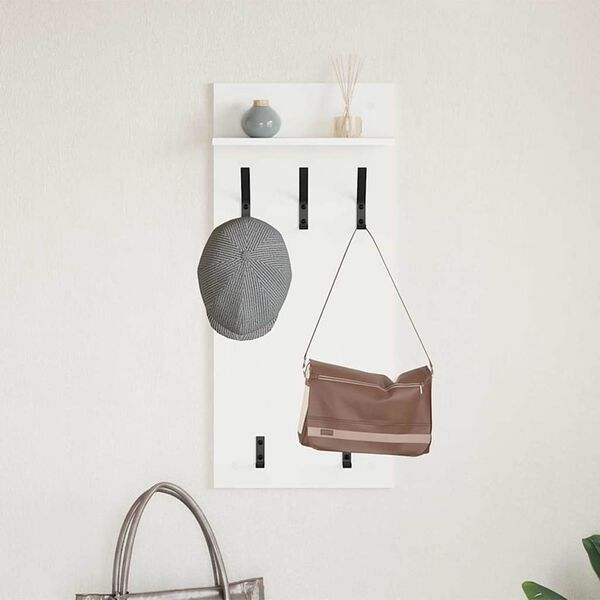 vidaXL Wall-Mounted Coat Rack White 40 x 10 x 90 cm Engineered wood