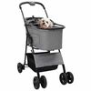 vidaXL Folding Pet Stroller Grey 81 x 47 x 99 cm 600D Oxford fabric