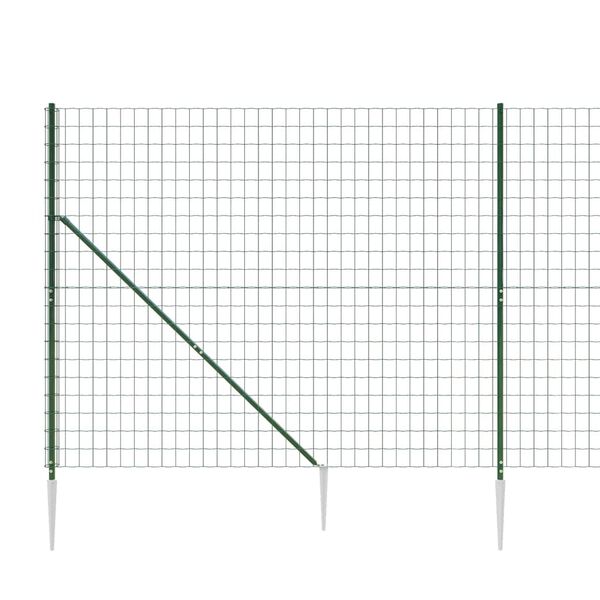 vidaXL Wire Mesh Fence with Spike Anchors Green 2x10 m