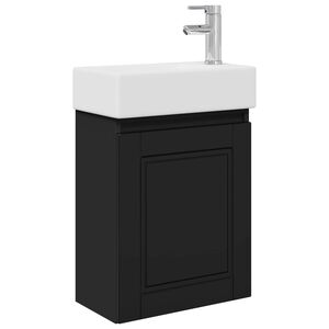 vidaXL Bathroom Vanity Unit with Tap Black 45.5 x 22.5 x 84 cm