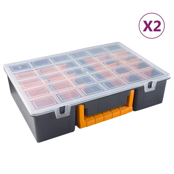 vidaXL Assortment Boxes 2 pcs with Removable Dividers 360x250x85 mm PP