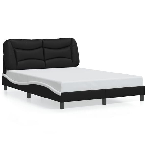 vidaXL Bed Frame with LED without Mattress "Hvar" Black and White 140x200 cm
