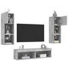 vidaXL 6 Piece TV Wall Units with LED Concrete Grey Engineered Wood