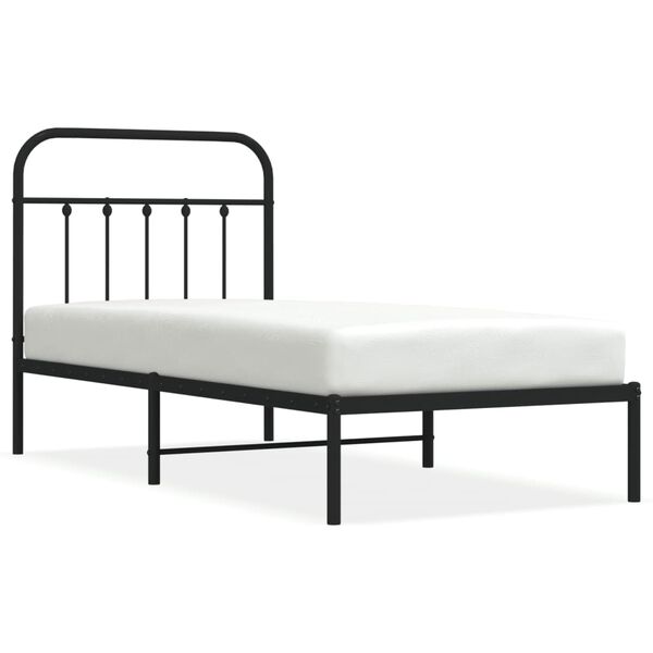 vidaXL Metal Bed Frame without Mattress with Headboard Black 90x200cm