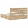 vidaXL Bed Frame with Drawer Sonoma Oak 200 x 200 cm Engineer Wood