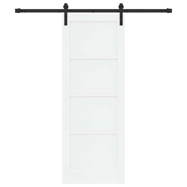 vidaXL Sliding Door White and Black 73.5 x 198.5 cm Solid Pine Wood
