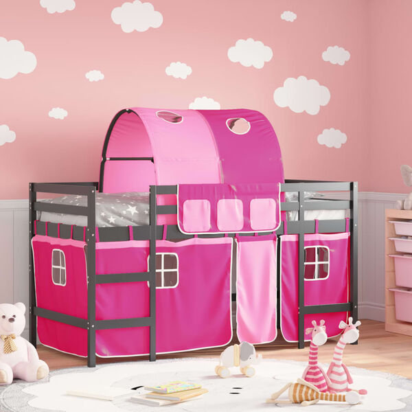 vidaXL Kids' Loft Bed with Tunnel without Mattress Pink 80x200cm