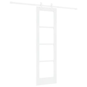 vidaXL Sliding Door White 61 x 198.5 cm Solid Pine Wood and Glass
