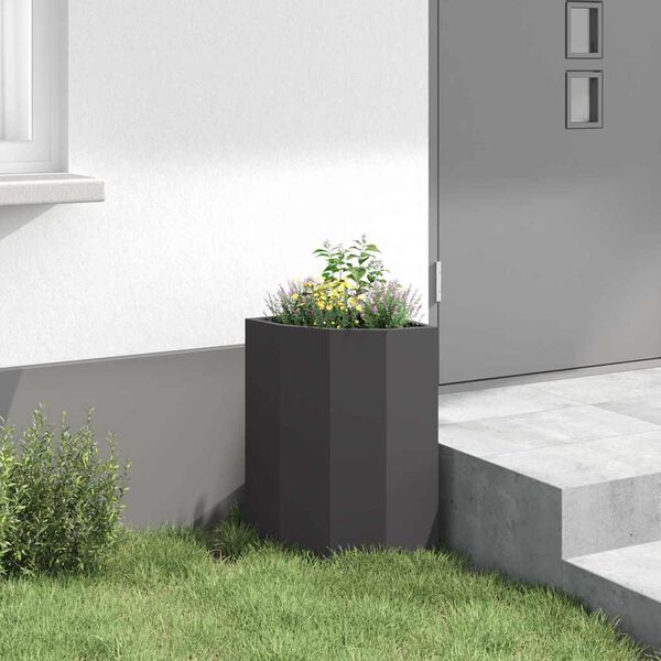 vidaXL Corner Planter Black 30 x 30 x 50 cm Steel
