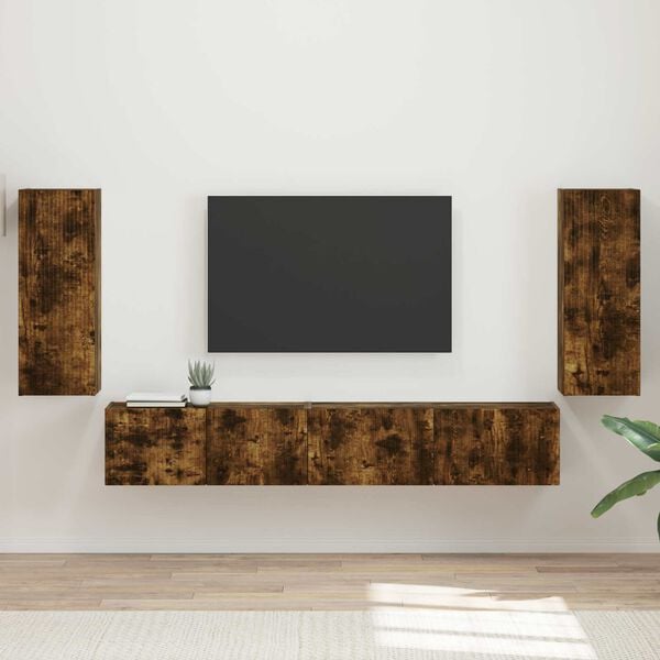vidaXL TV Cabinet Set 4 pcs Smoked Oak Engineered Wood