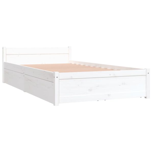 3103484 vidaXL Bed Frame without Mattress with Drawers White 90x200 cm (815030+814985)