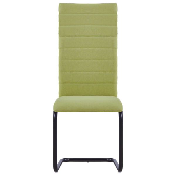 vidaXL Cantilever Dining Chairs 2 pcs Green Fabric