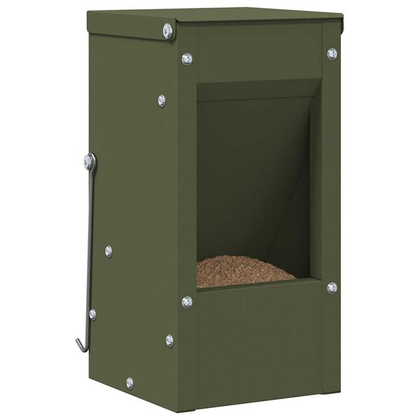 vidaXL Rabbit Feeder Olive Green 12.5 x 12.5 x 25 cm Cold-Rolled Steel