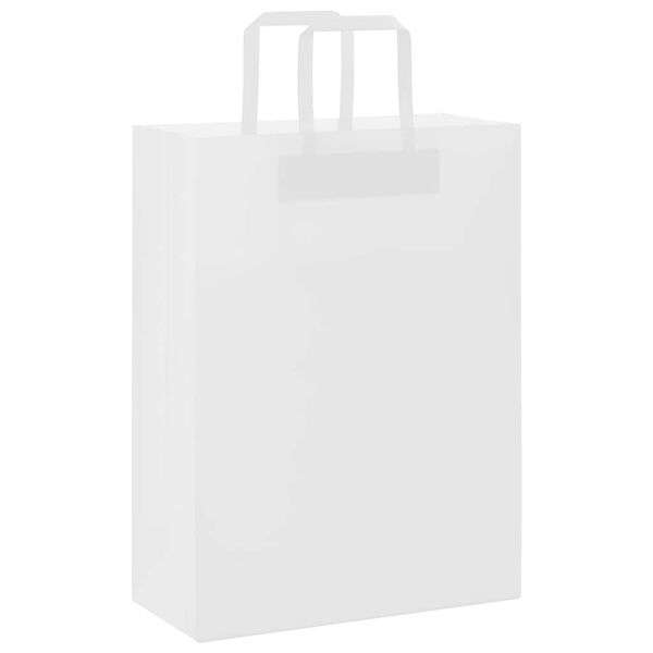 vidaXL Paper Bags 250 pcs with Handles White 26x12x35 cm