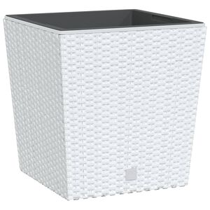 vidaXL Planter with Removable Inner White 21 / 32 L PP Rattan