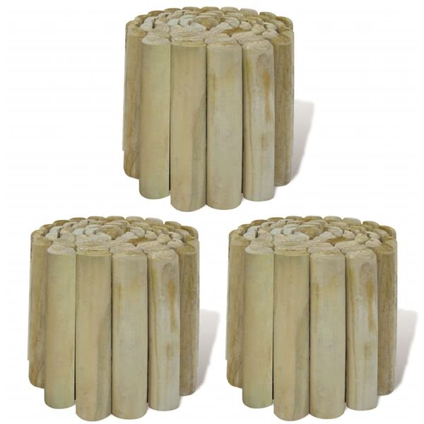 vidaXL Lawn Log Rolls 3 pcs Wood 250x20 cm