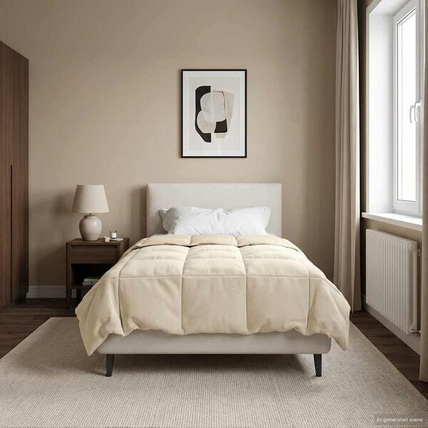 vidaXL Summer Duvet Quilted Cream 135 x 220 cm Microfiber