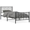 vidaXL Metal Bed Frame without Mattress with Footboard Black 90x190cm