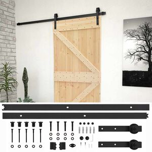 vidaXL Sliding Door 80 x 210 cm Solid Pine Wood Natural and Black