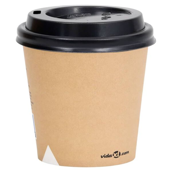 vidaXL Coffee Paper Cups with Lids 120 ml 250 pcs Brown