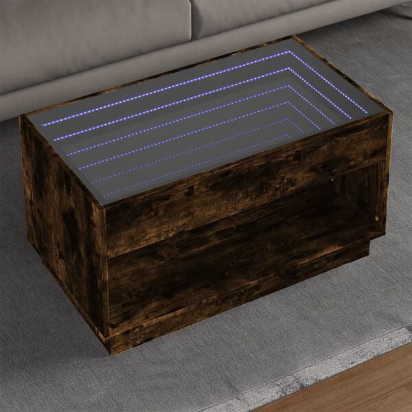 vidaXL Coffee Table with Infinity LED Smoked Oak 90x50x50 cm