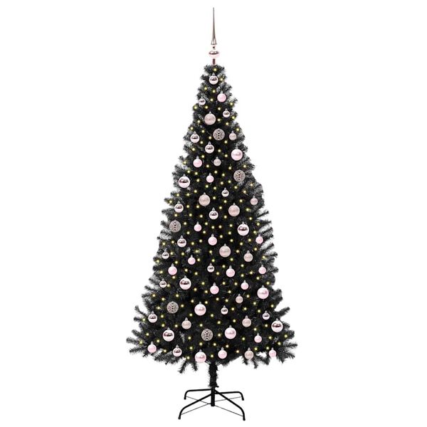 vidaXL Christmas Tree with 300 LEDs with Stand Black 210 cm PVC