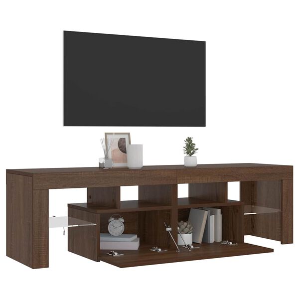 vidaXL TV Cabinet with LED Lights Brown Oak 140x36.5x40 cm