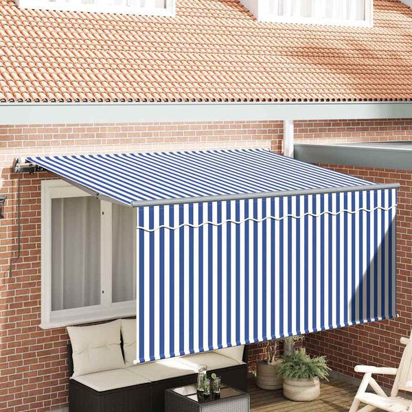 vidaXL Retractable Awning Retractable Blue and White 300 x 200 cm