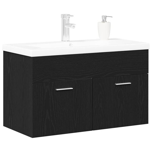 vidaXL Bathroom Cabinet Black Oak 90 x 38.5 x 46 cm Engineered Wood