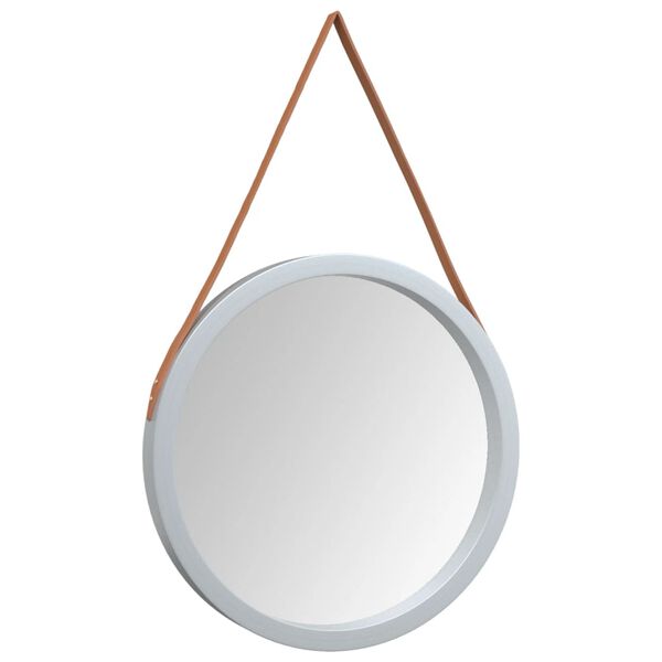 vidaXL Wall Mirror with Strap Silver &Oslash; 55 cm