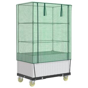 vidaXL Raised Bed with Cover and Wheels&nbsp;Rattan Look&nbsp;80x50x182 cm