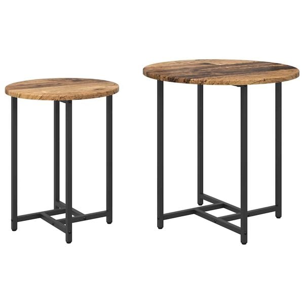 vidaXL Side Table Set 2 pcs Old Wood and Black