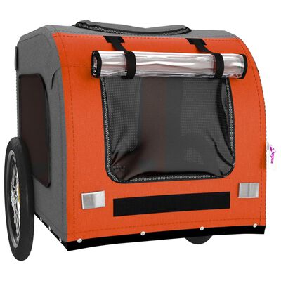 vidaXL Pet Bike Trailer Orange and Grey Oxford Fabric&Iron