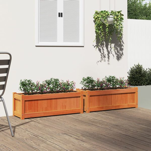 vidaXL Garden Planters 2 pcs Wax Brown Solid Wood Pine