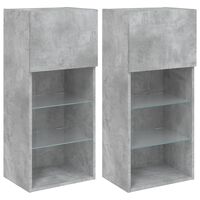 vidaXL TV Cabinets with LED Lights 2 pcs Concrete Grey 40.5x30x90 cm