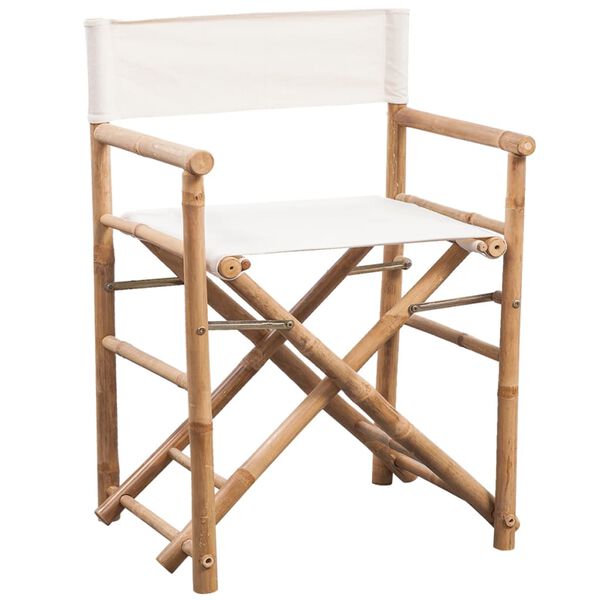 vidaXL Folding Director's Chair 2 pcs Bamboo and Canvas