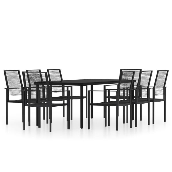 vidaXL 9 Piece Garden Dining Set Black