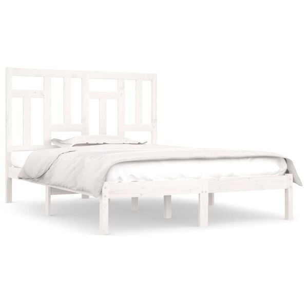 vidaXL Bed Frame without Mattress White 140x200 cm Solid Wood Pine